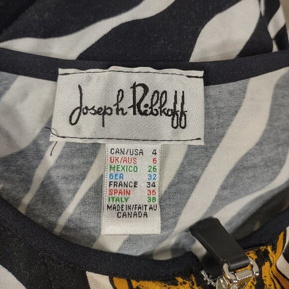 Joseph Ribkoff black white animal print full zip jacket blouse ladies size 4 - Picture 7 of 8